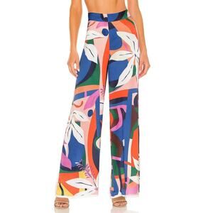 Her Bottari Multicolor Abstract Tropical Wide Leg Pants Size M